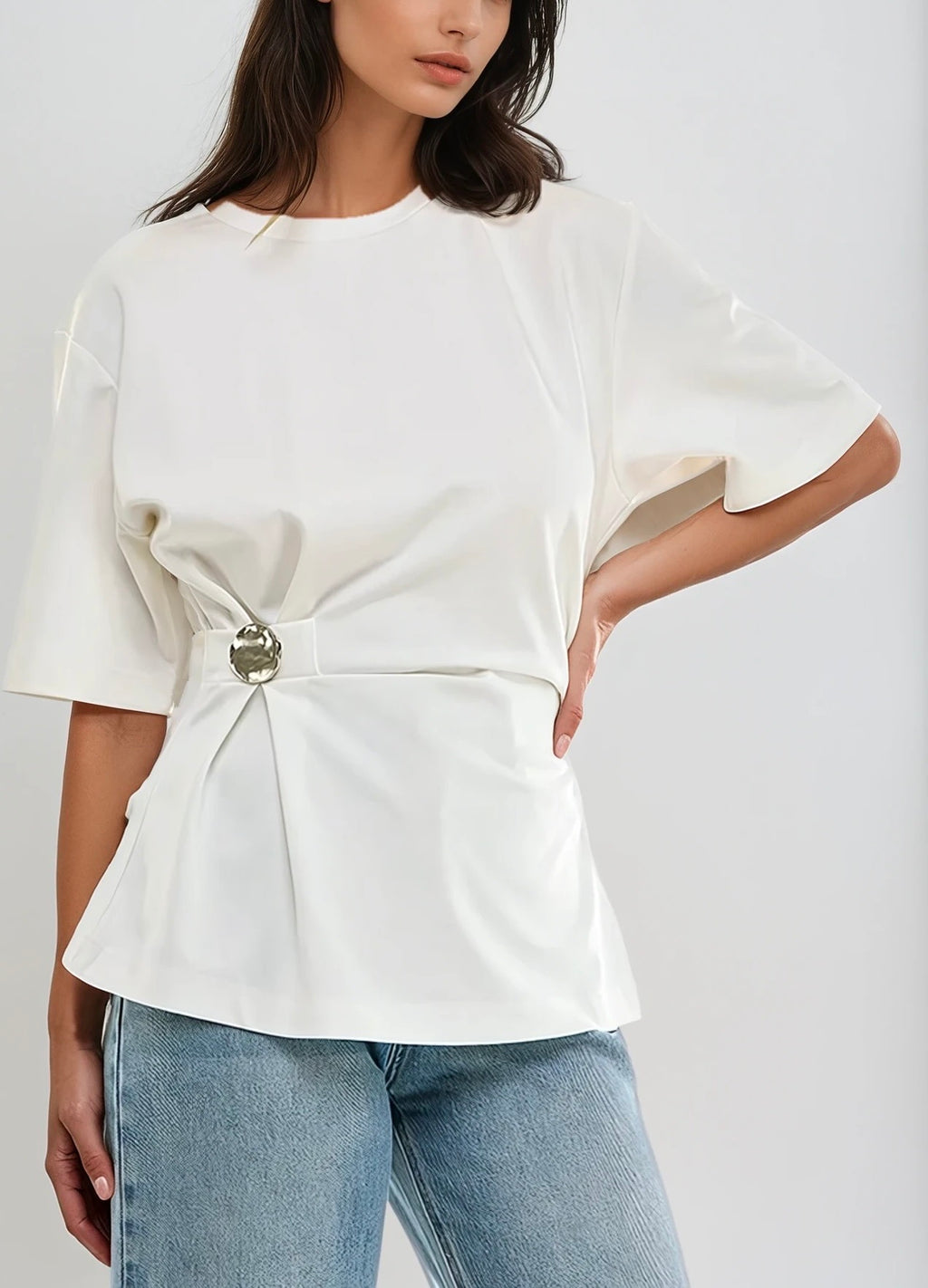 Maggie cotton shirt with silver detail