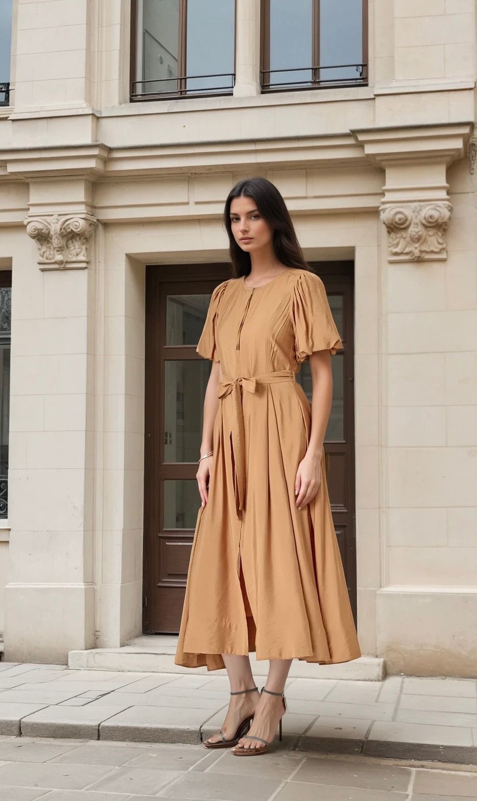 Puff sleeve midi dress