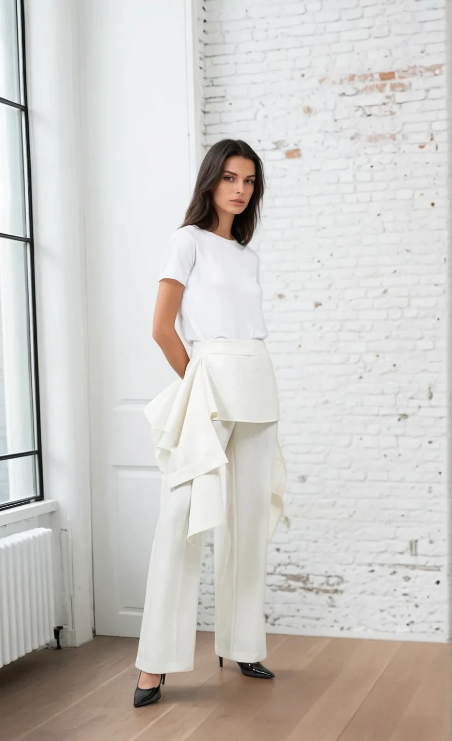 High rise overlapped skirt pant