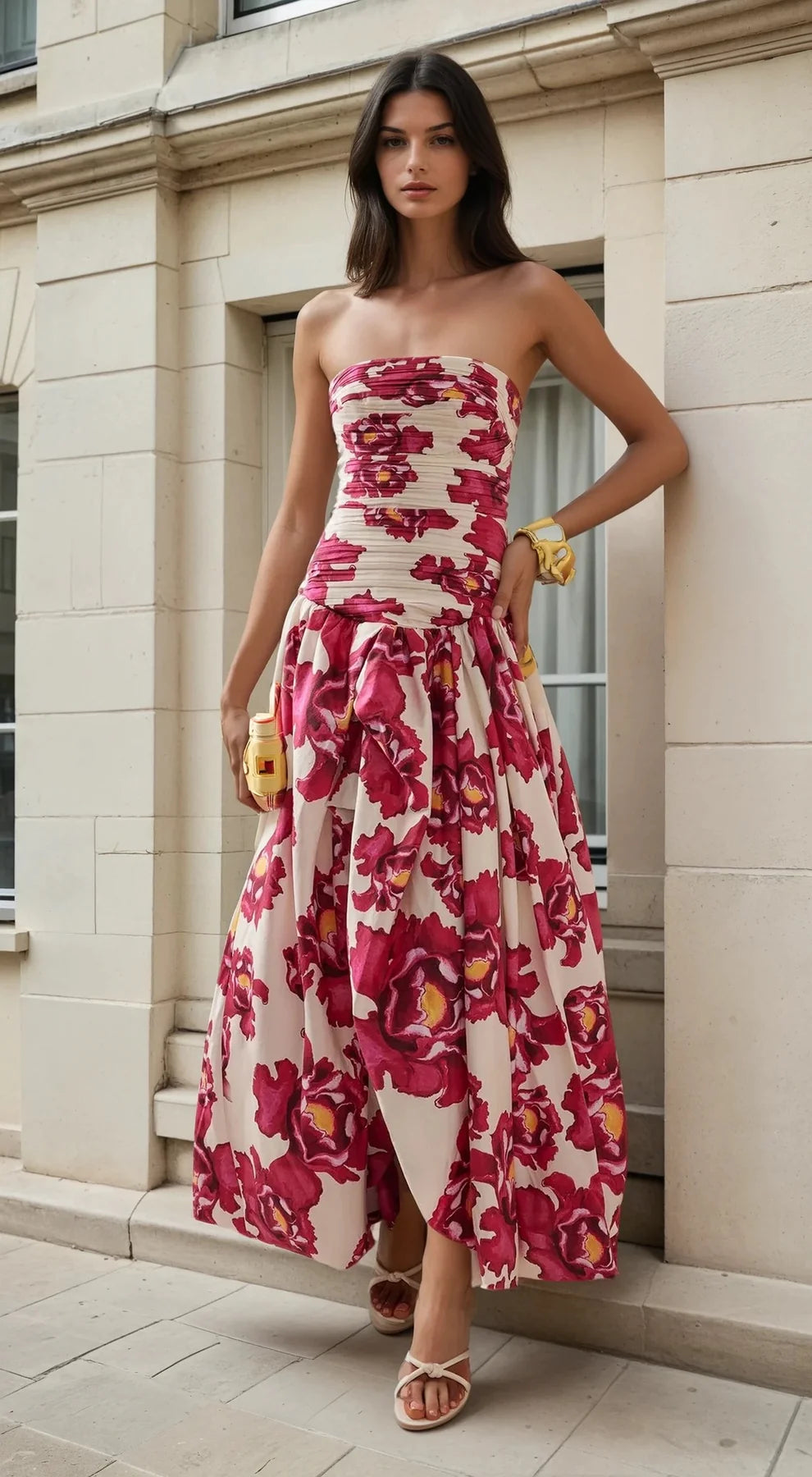 Imani ruched floral maxi dress