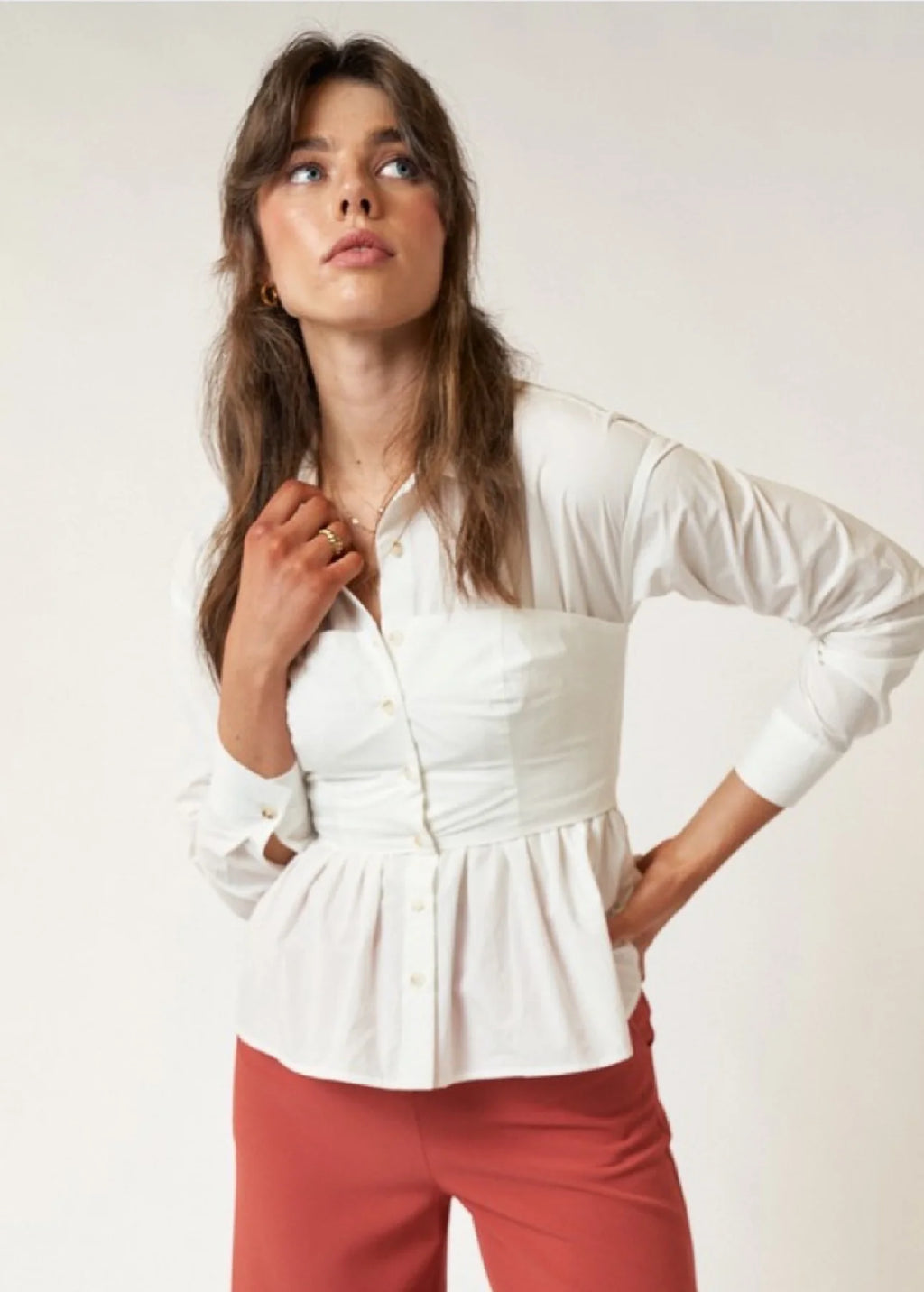 Corset collared blouse