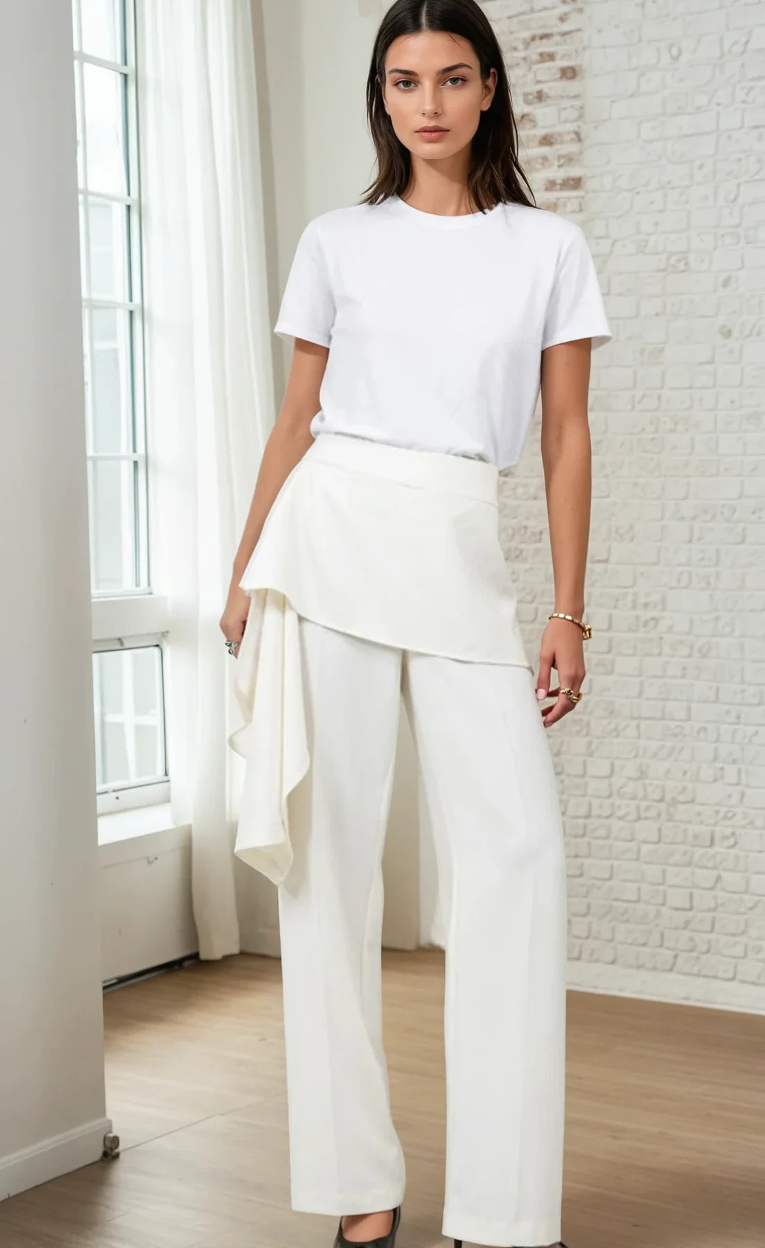 High rise overlapped skirt pant