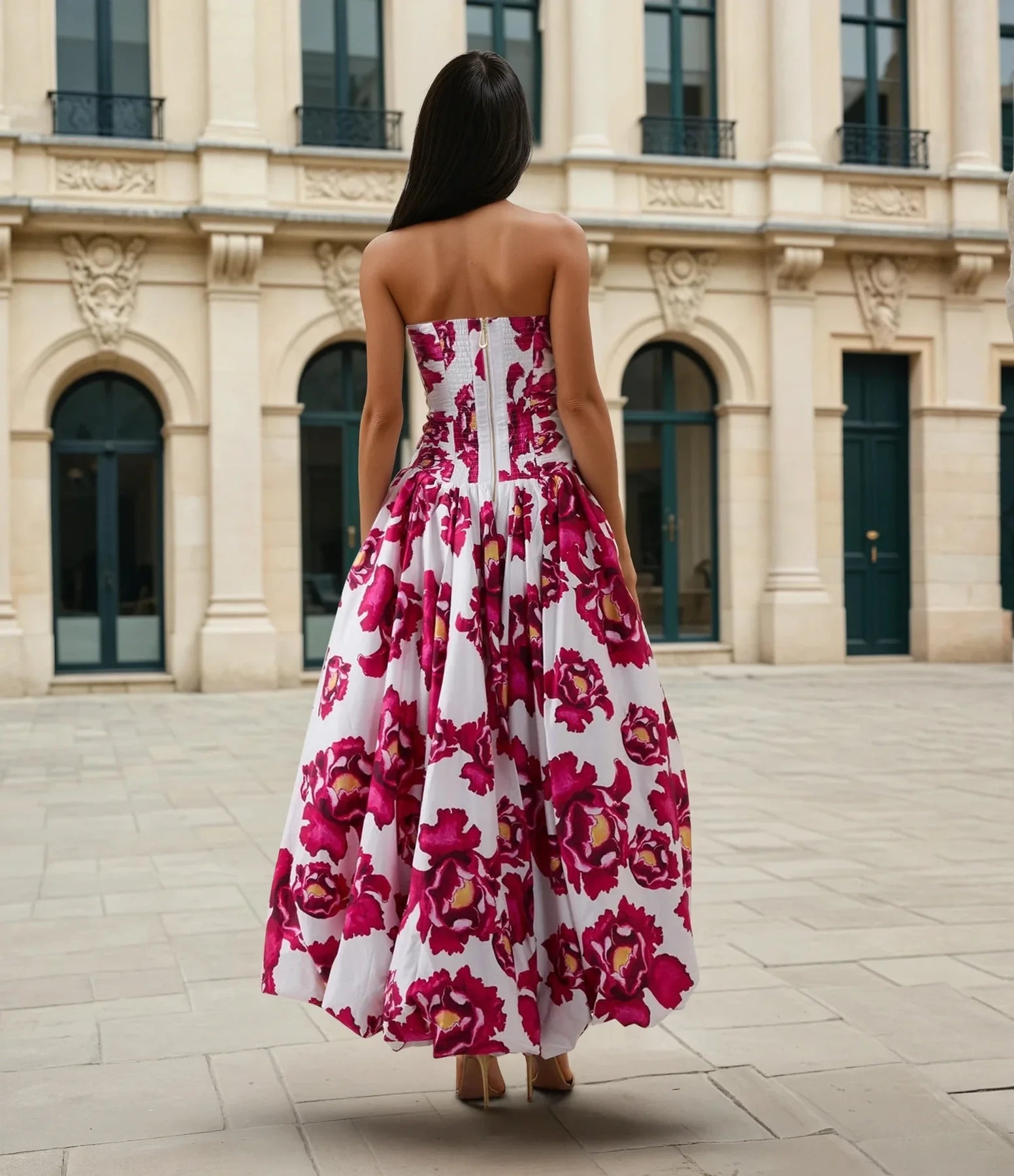 Imani ruched floral maxi dress