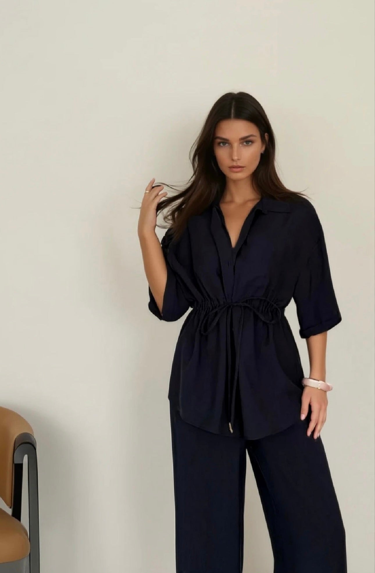 Travel pant set in black