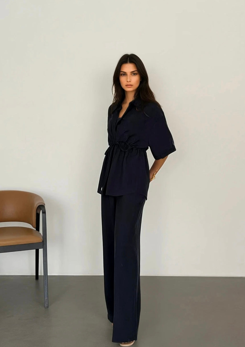 Travel pant set in black