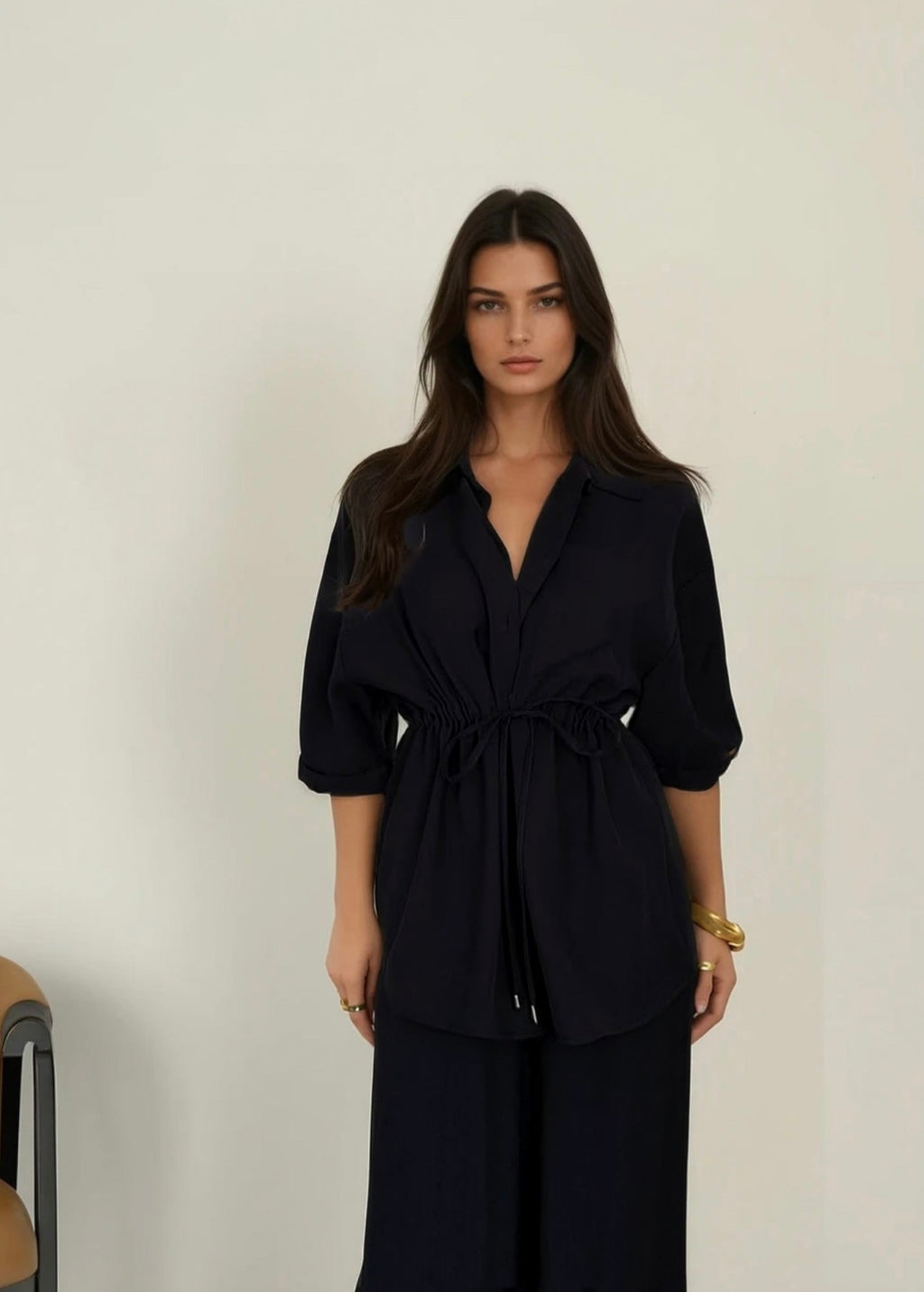 Travel pant set in black