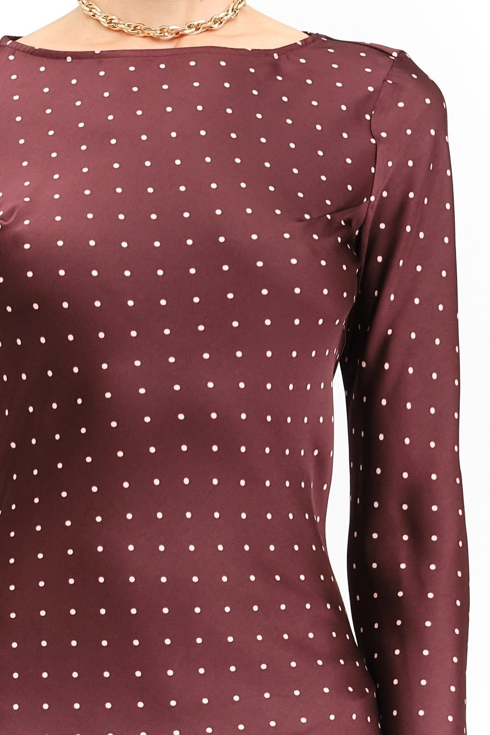 Lauren polka dot burgundy maxi dress