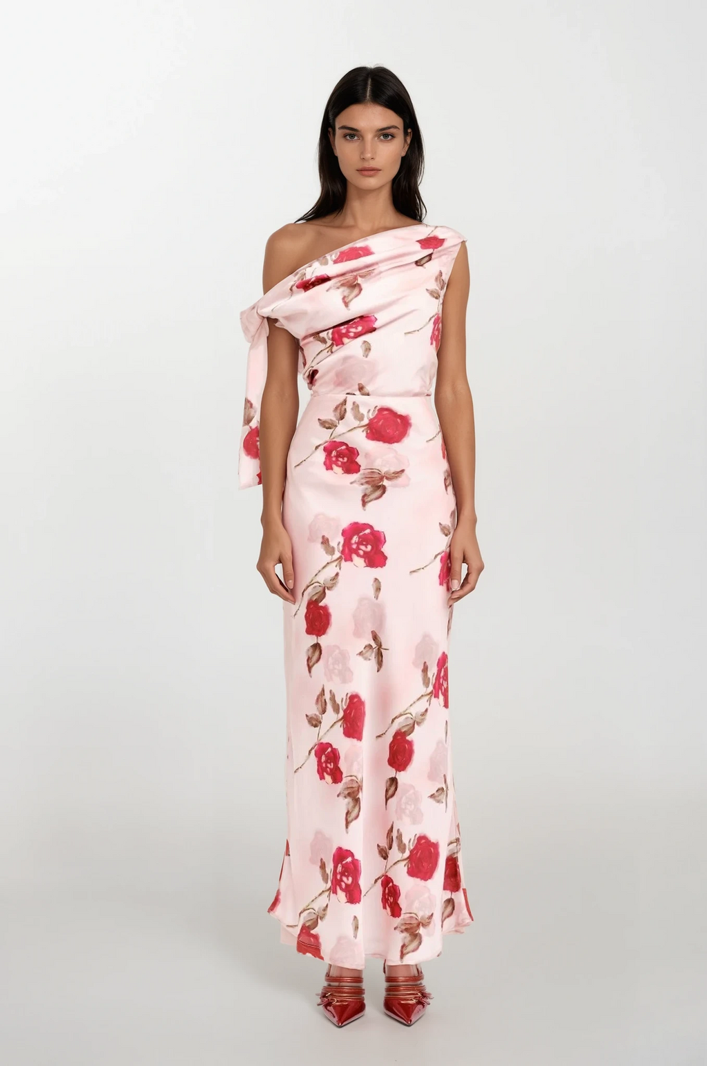 Amorie roses one shoulder dress